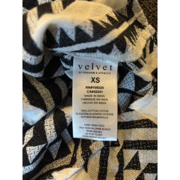VELVET Graham & Spencer Kimmy Boho Jacquard B/W Puff S/S Peasant Top Ret $128 XS - Picture 4 of 5